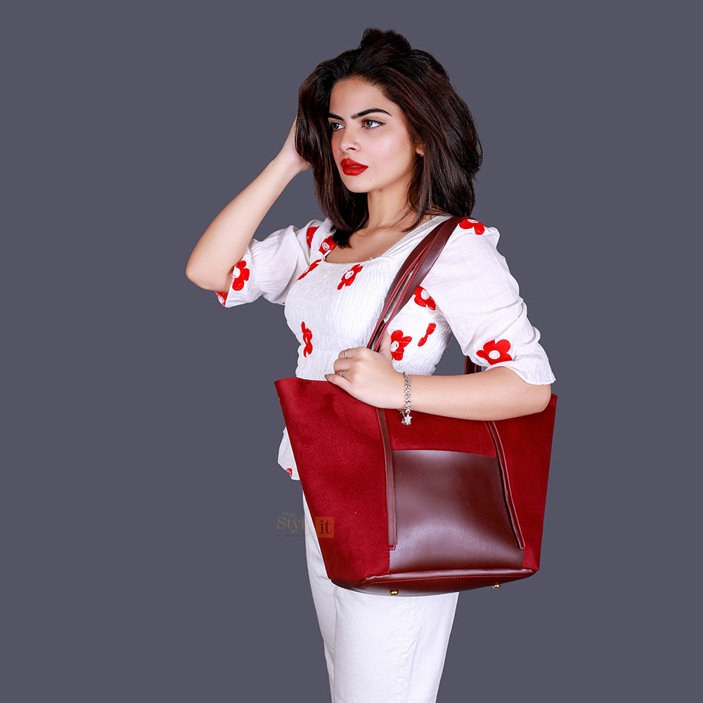 Get Stylish with our Comely Maroon Tote Bag Shop on Styleit