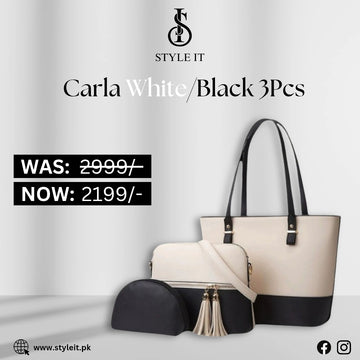 Carla White-Black 3 Pcs Shoulder Bag