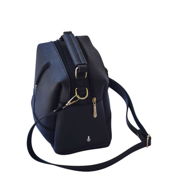 Jet Black Luxe Leather 4-Zip Bucket Bag