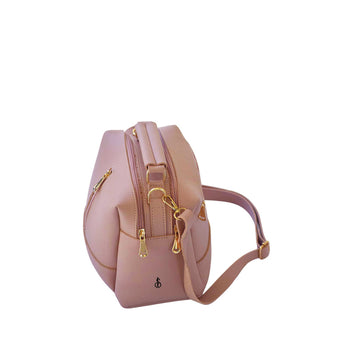 pinkish Luxe Leather 4-Zip Bucket Bag