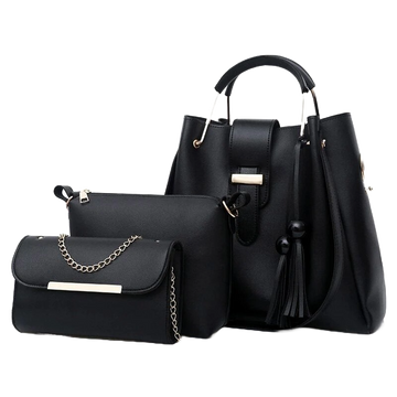 Alpha Black 3 Pcs Handbag