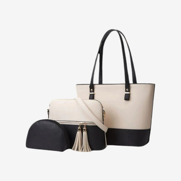 Carla White-Black 3 Pcs Shoulder Bag